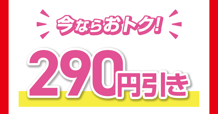 今ならおトク！290円引き