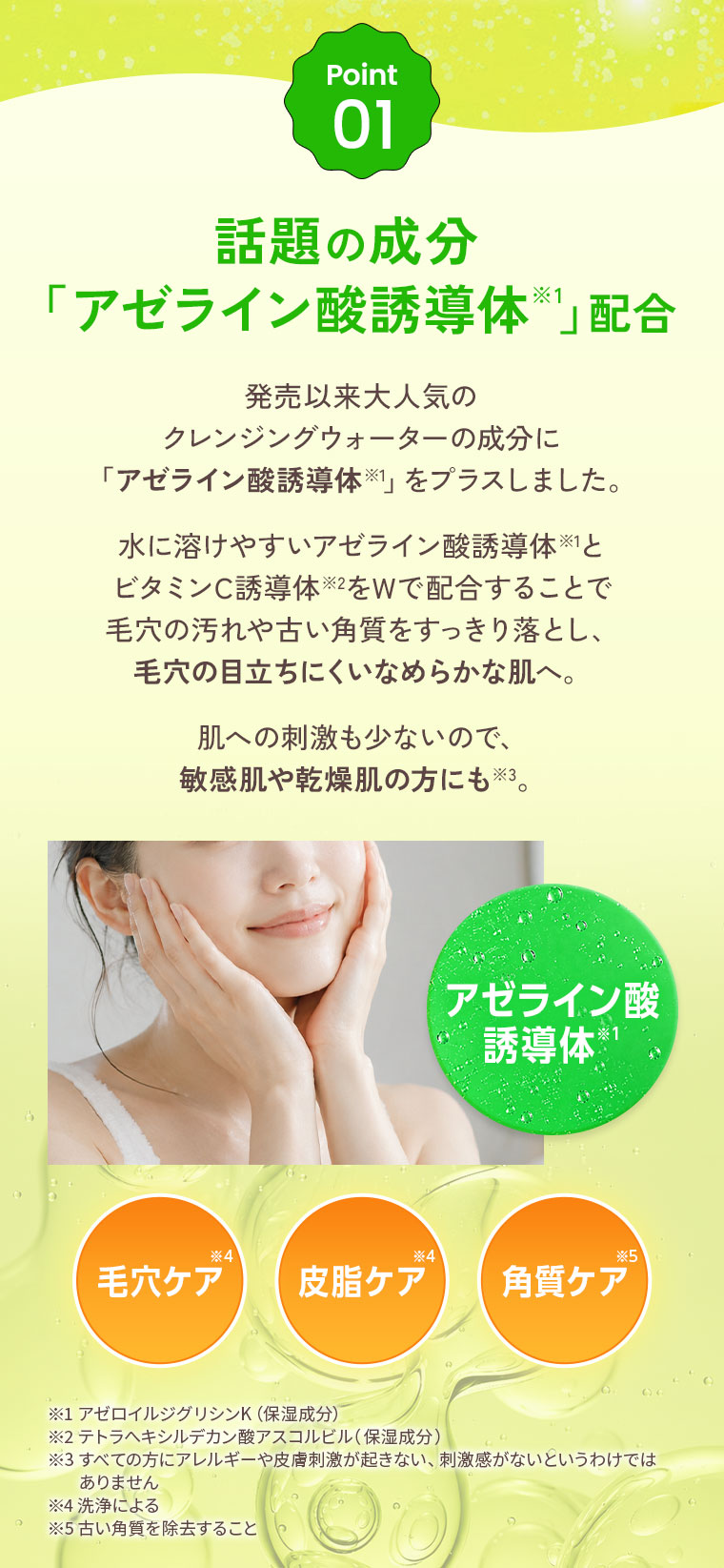 Point 01 話題の成分「アゼライン酸誘導体」配合