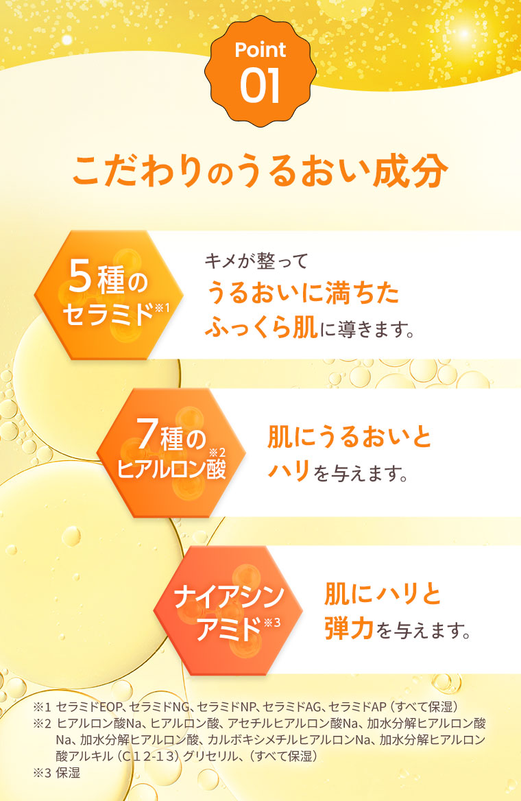 Point 01 こだわりのうるおい成分