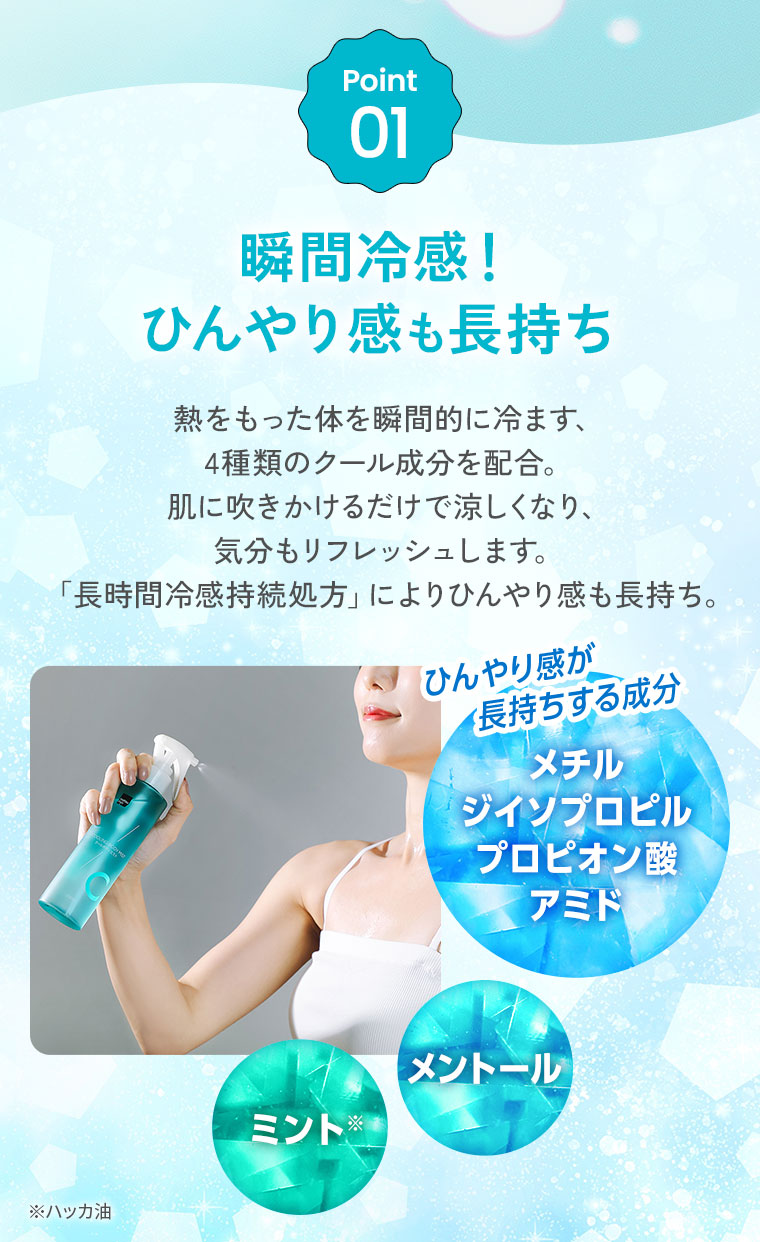 Point 01 瞬間冷感！ひんやり感も長持ち