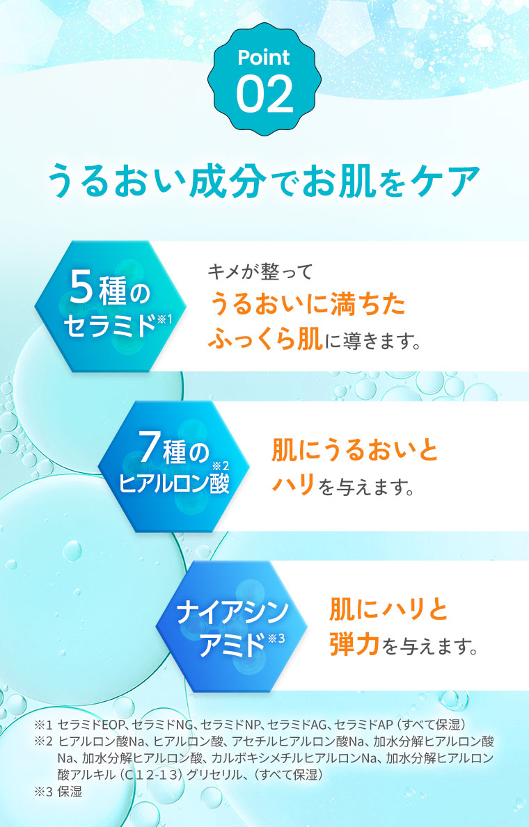 Point 02 うるおい成分でお肌をケア