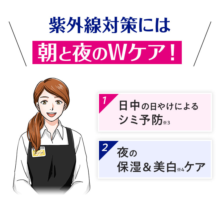 紫外線対策には朝と夜のWケア