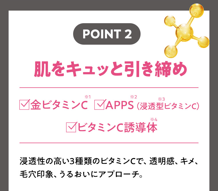 POINT2　肌をキュッと引き締め