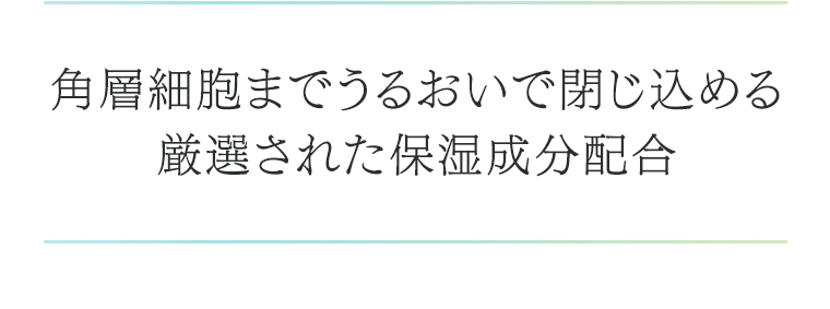 角層細胞までうるおいで閉じ込める厳選された保湿成分配合