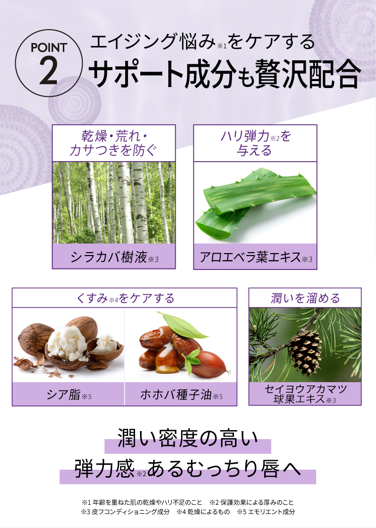 POINT2 エイジング悩みをケアするサポート成分も贅沢配合